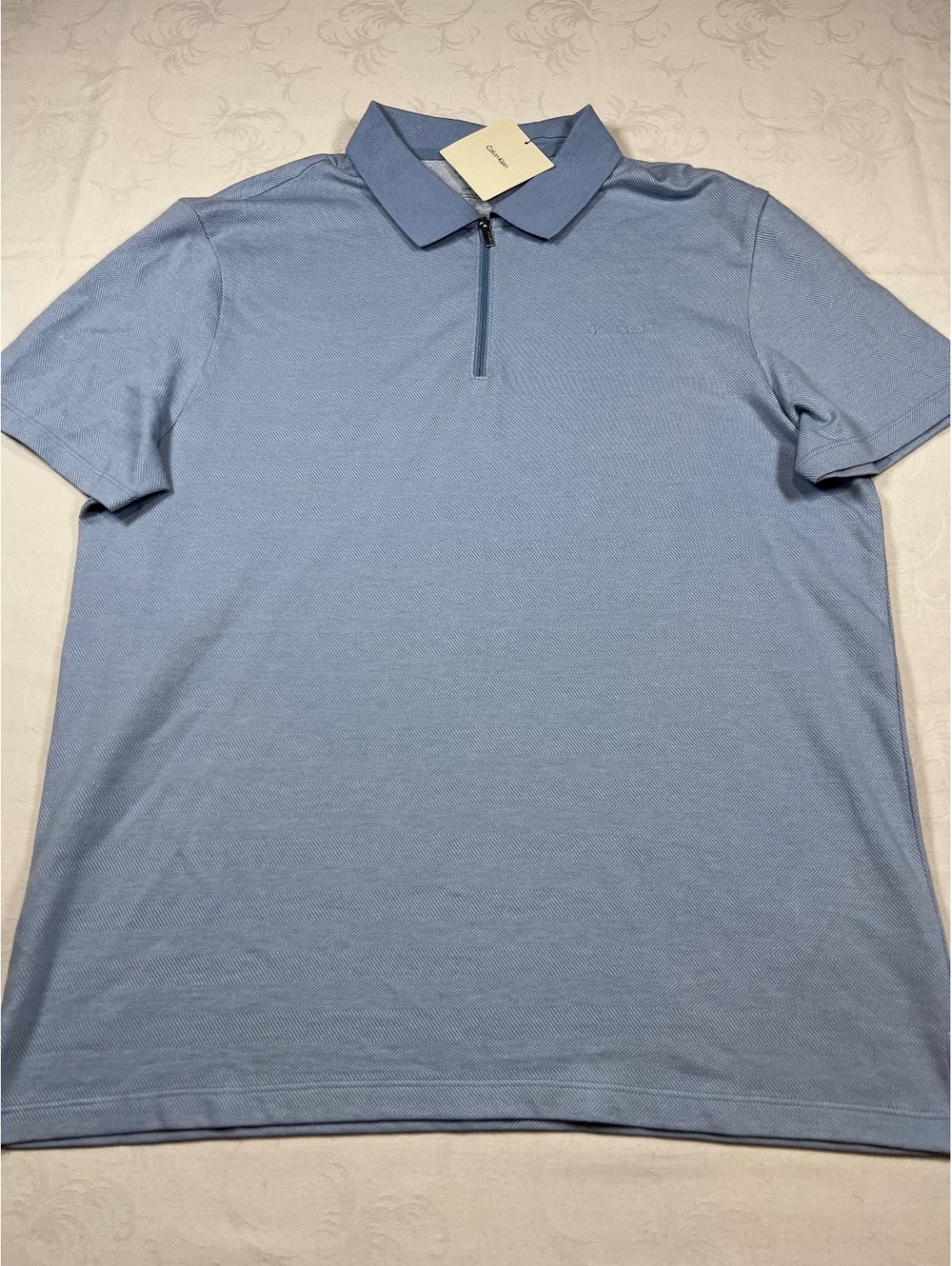 NEW $79 Calvin Klein 1/4 Zip Polo Blue Size Large